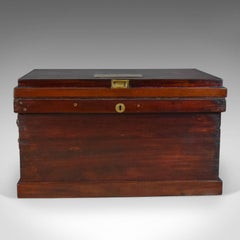 Antique Royal Navy Officer's Trunk, Early 19th Century Mahogany Chest circa 1800