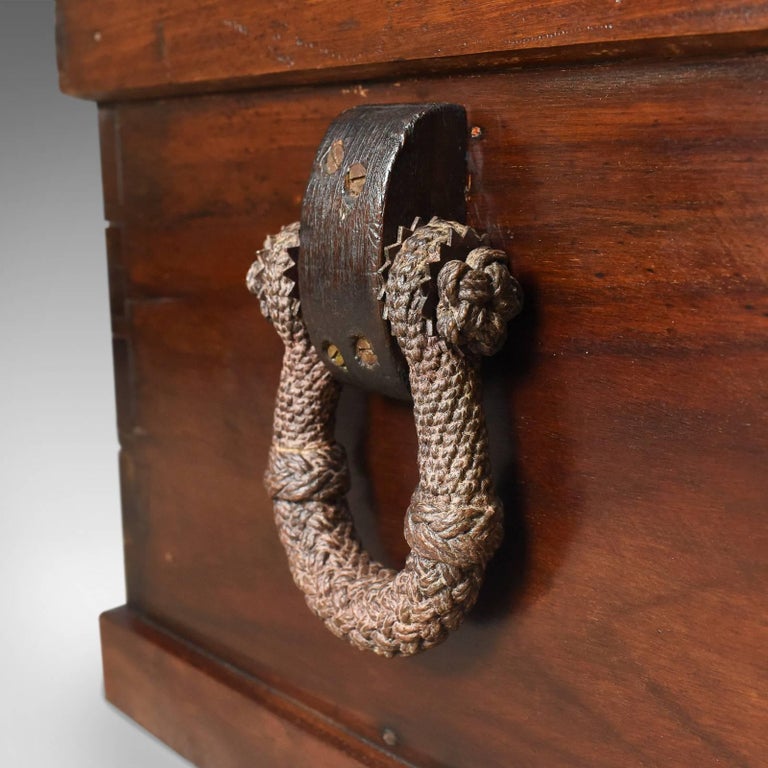 Antique Royal Navy Officer's Trunk, Early 19th Century Mahogany Chest