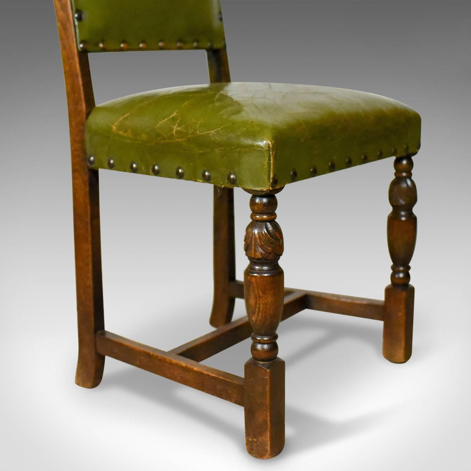 Set of Four Antique Dining Chairs, Jacobean Revival, English Oak, circa 1910 2