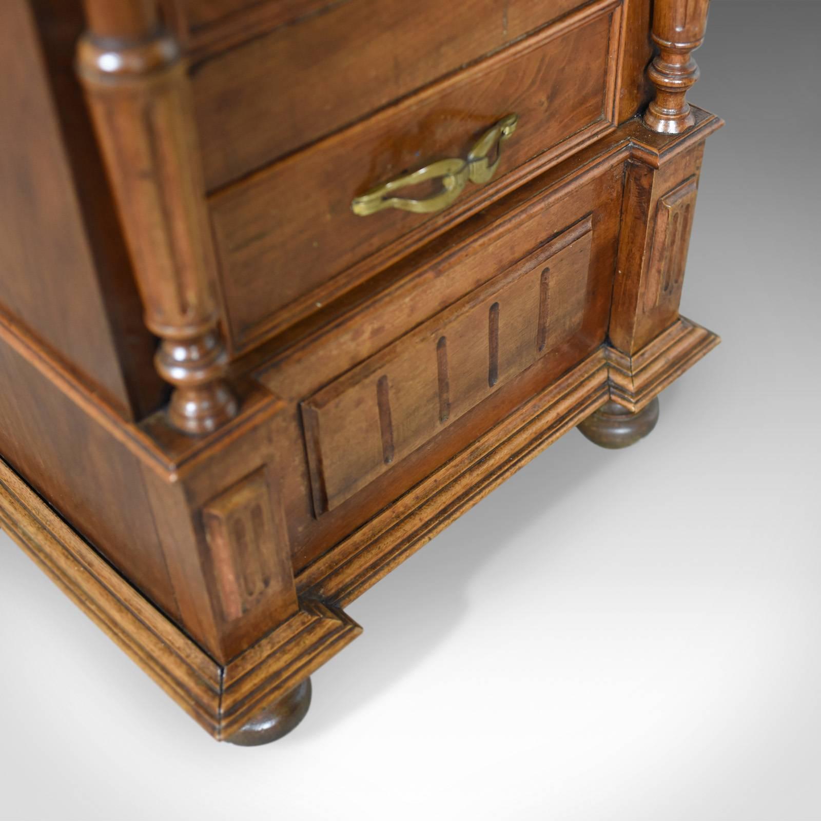 French Antique Side Cabinet, Narrow Pot Cupboard, Nightstand, Walnut, Circa 1900 2