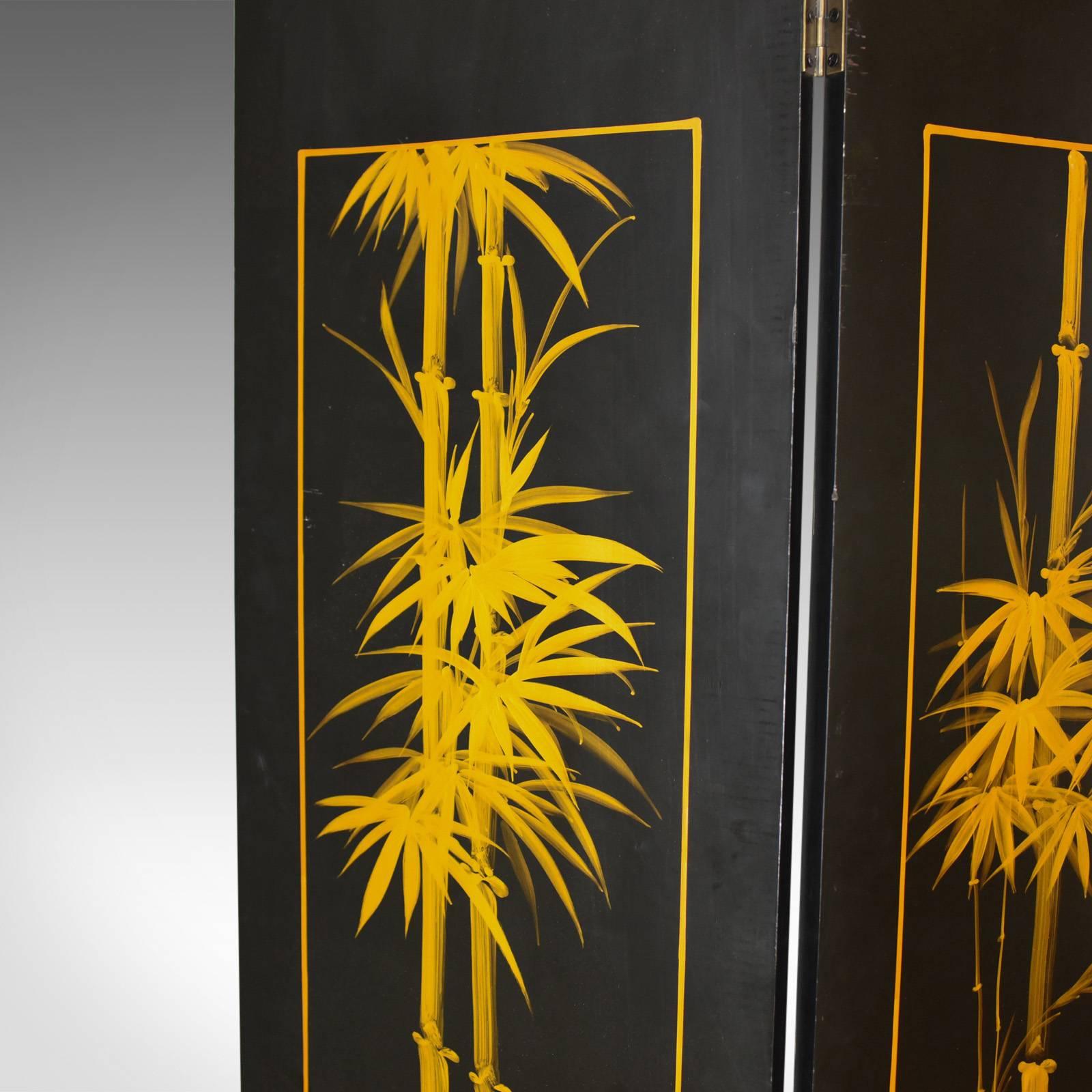 Oriental Four Panel Folding Screen, Double Sided Room Divider, Partition 1