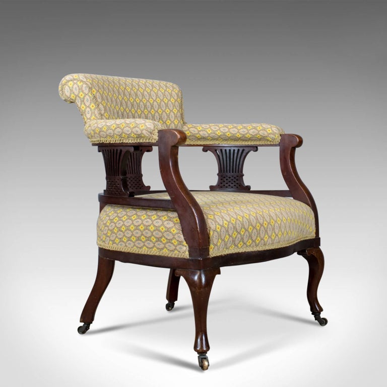 Pair Of Antique Salon Armchairs, English, Victorian, Scroll Back This is a pair of antique salon chairs, English, Victorian scroll back bedroom armchairs - Pair Of Antique Salon Armchairs, English, Victorian, Scroll Back