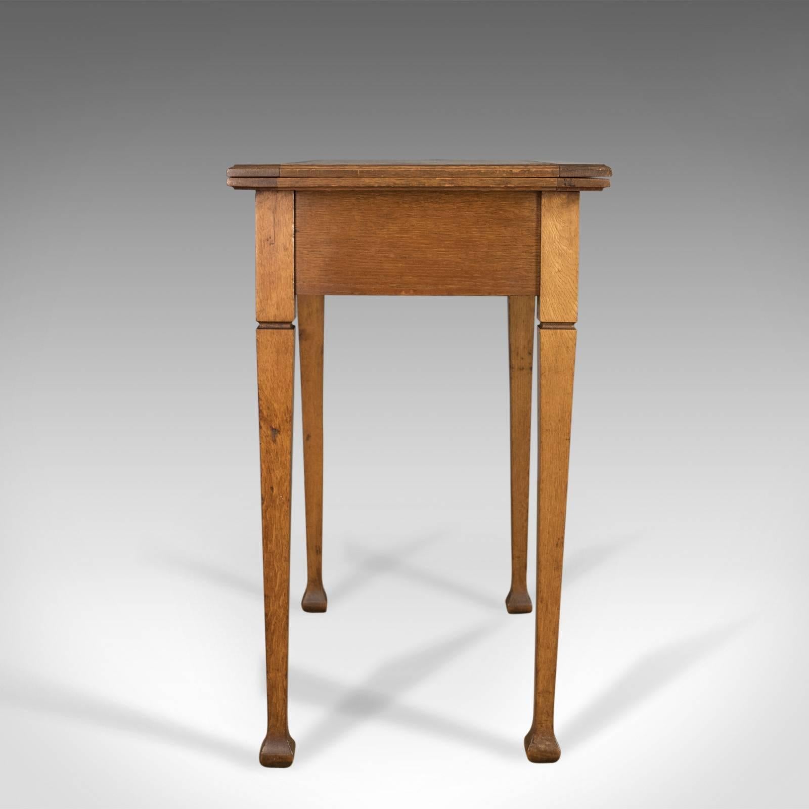 Arts and Crafts Antique Card Table, English, Arts & Crafts, Fold-Over Games Table, circa 1915