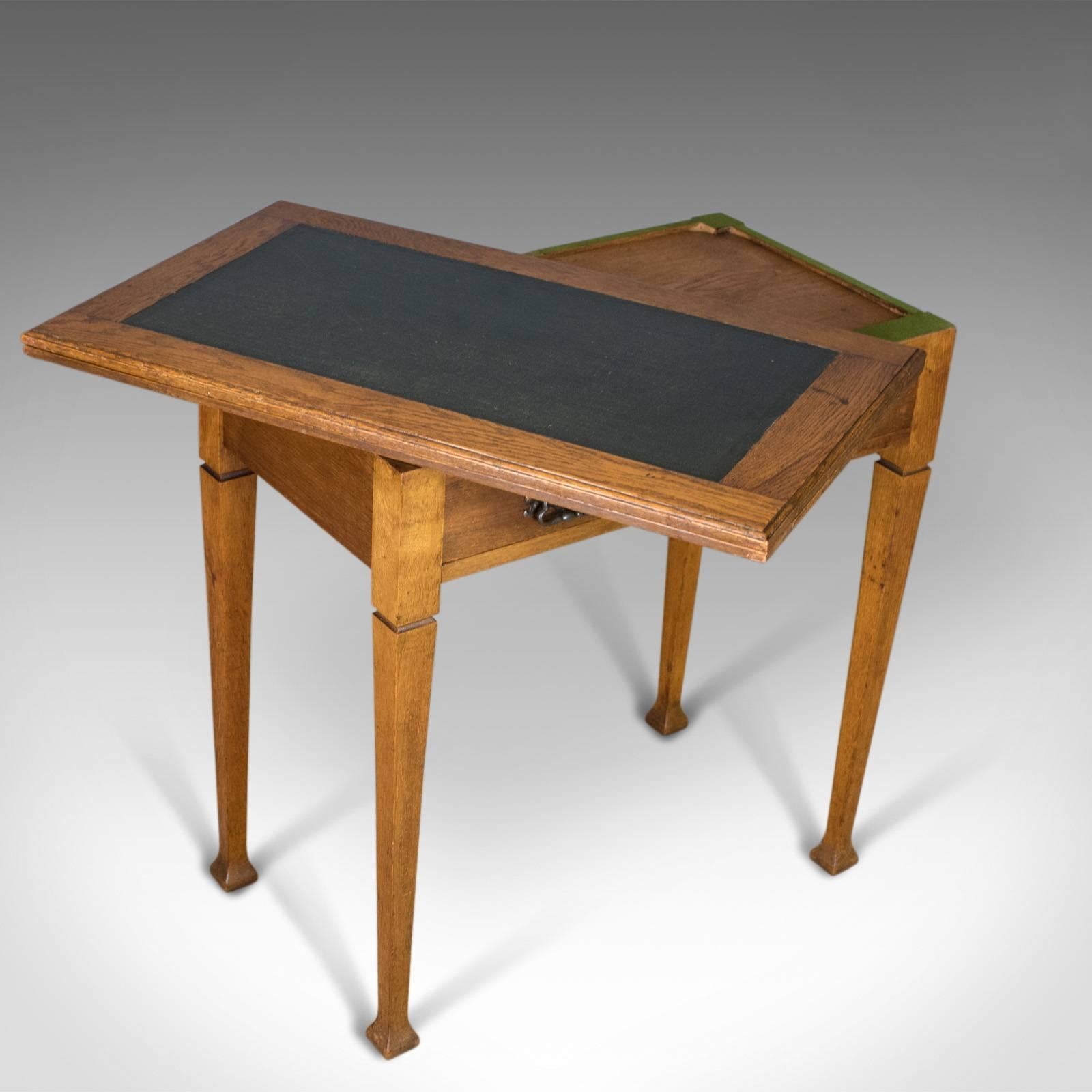 Antique Card Table, English, Arts & Crafts, Fold-Over Games Table, circa 1915 1