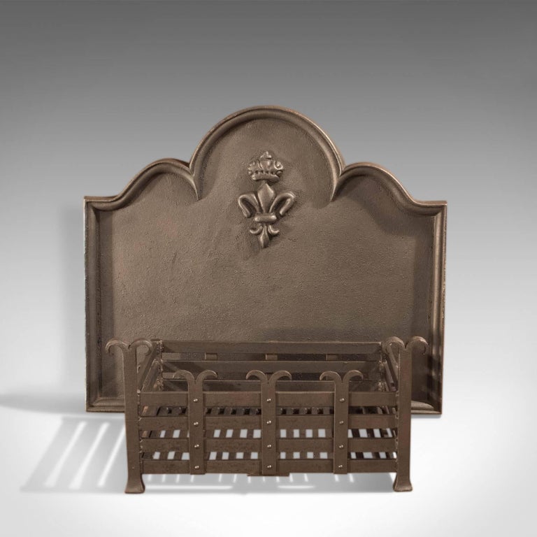 19th Century Antique Fire Back and Basket, Victorian For Sale at 1stdibs