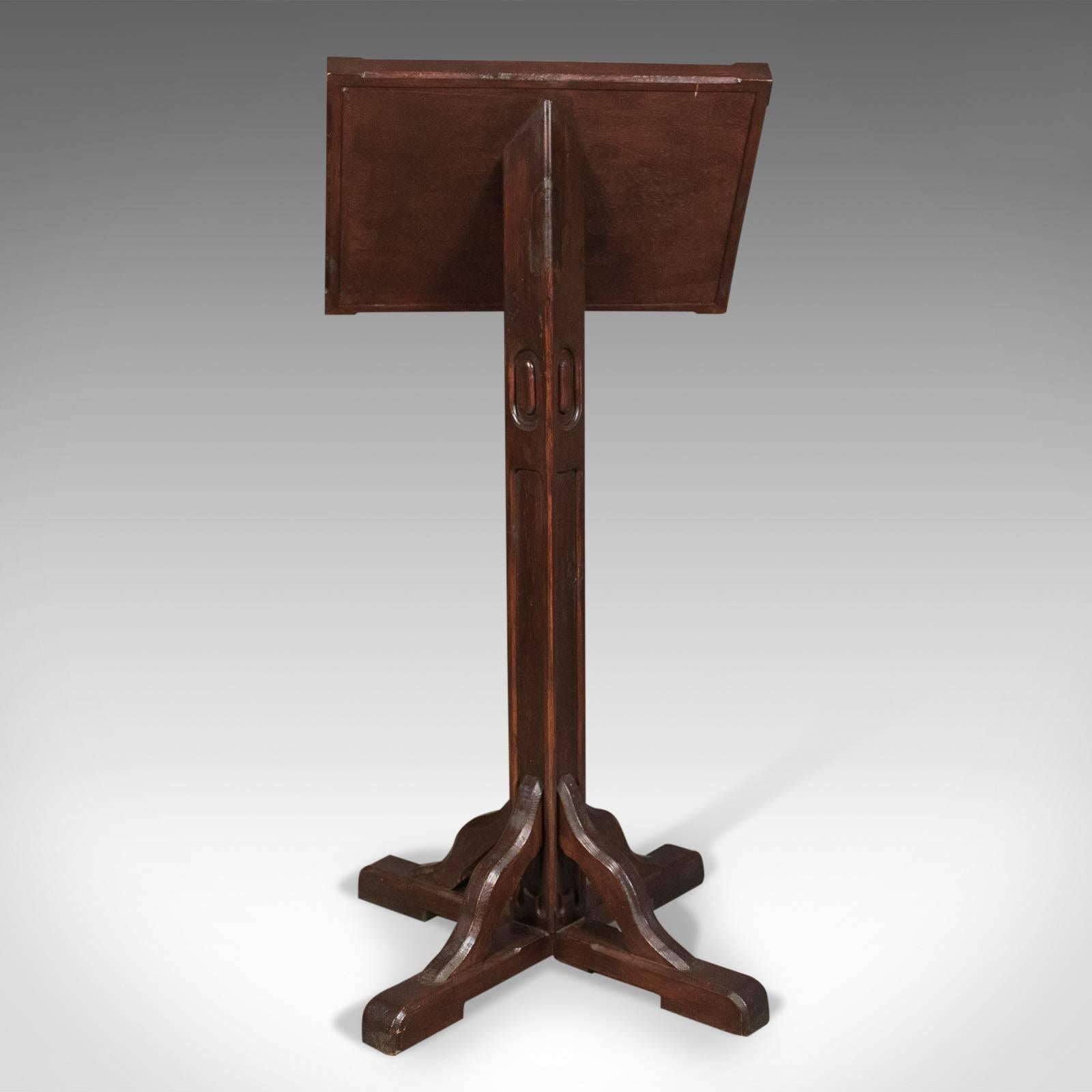 Gothic Revival Antique Lectern in Pitch Pine, English Book Rest, circa 1900