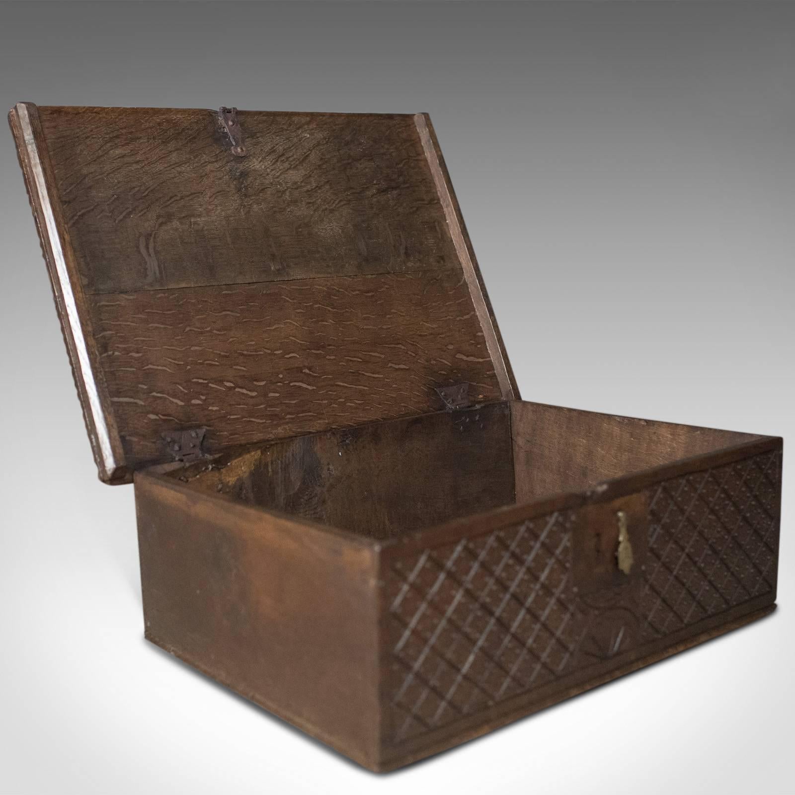 Queen Anne Antique Bible Box, English Oak Chest, circa 1700
