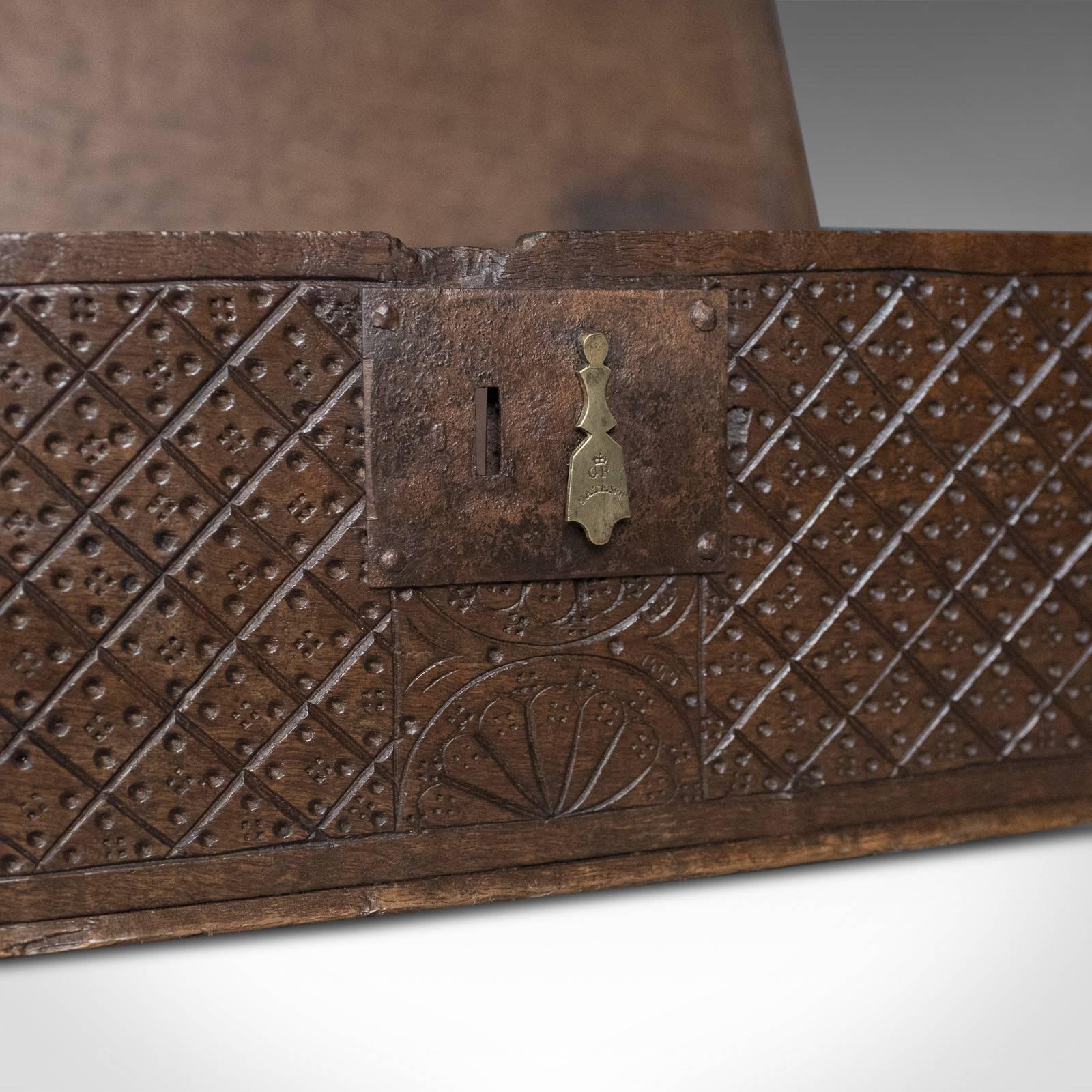Antique Bible Box, English Oak Chest, circa 1700 4