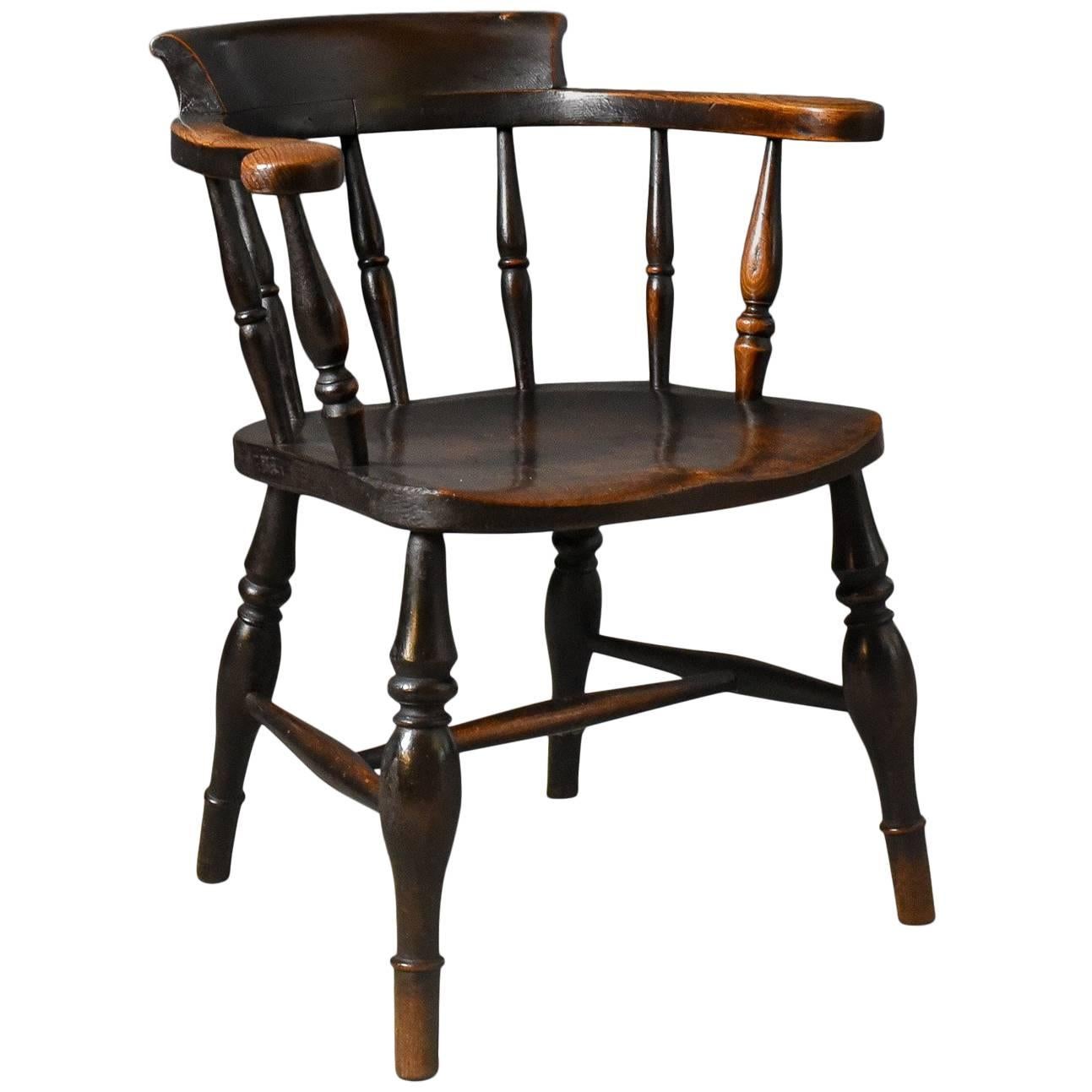 Antique Bow-Back Chair, English Victorian Elm Windsor, circa 1870