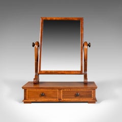 Adjustable Antique Toilet Mirror, English, Edwardian, Walnut Swing Frame