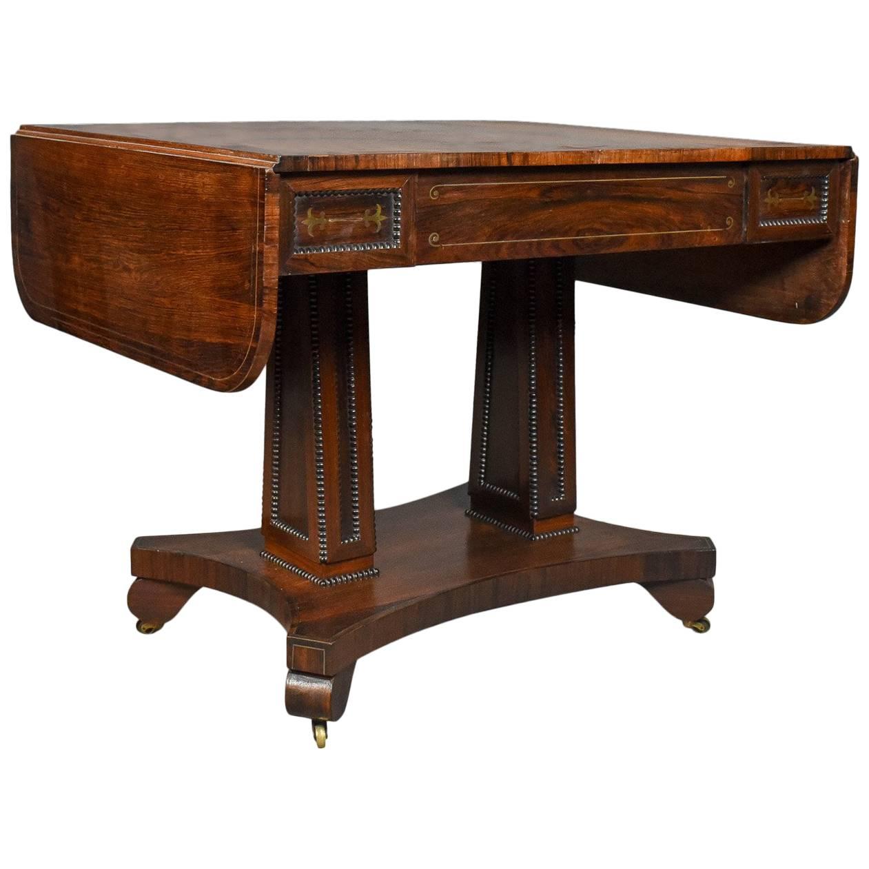 Antique Sofa Table Rosewood, English, Regency, Pembroke, circa 1820