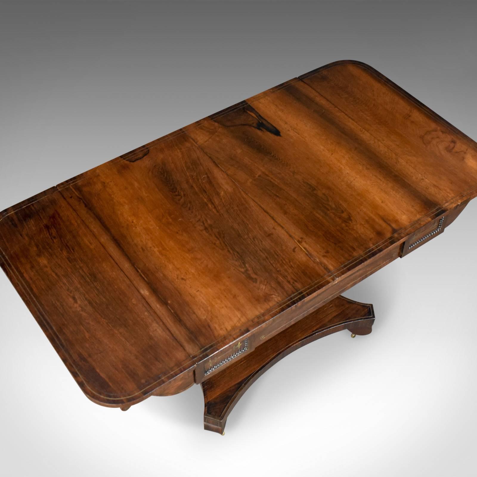 Antique Sofa Table Rosewood, English, Regency, Pembroke, circa 1820 1