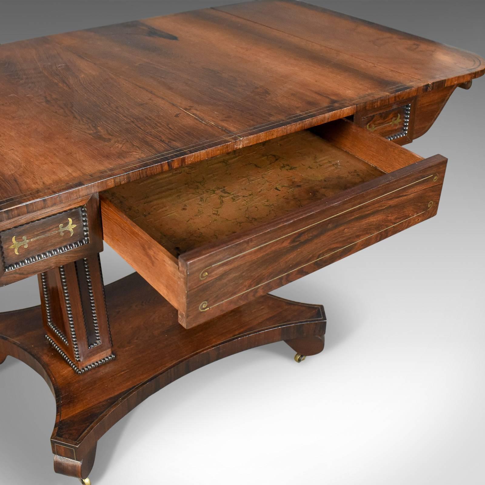 Antique Sofa Table Rosewood, English, Regency, Pembroke, circa 1820 3