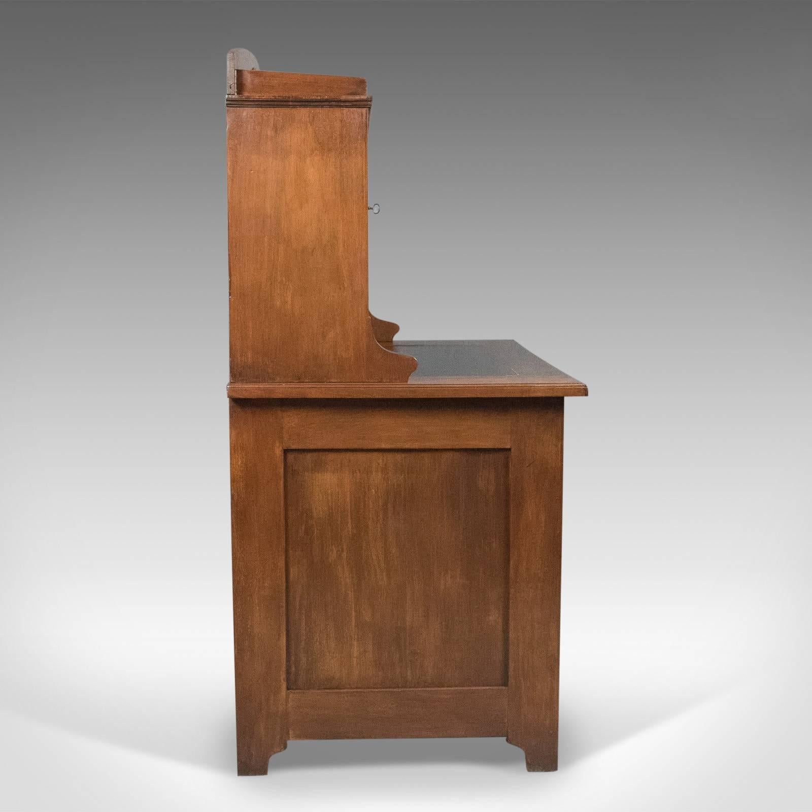 Antique Art Nouveau Desk, English, Victorian, Walnut Cabinet Liberty-Esque In Good Condition In Hele, Devon, GB