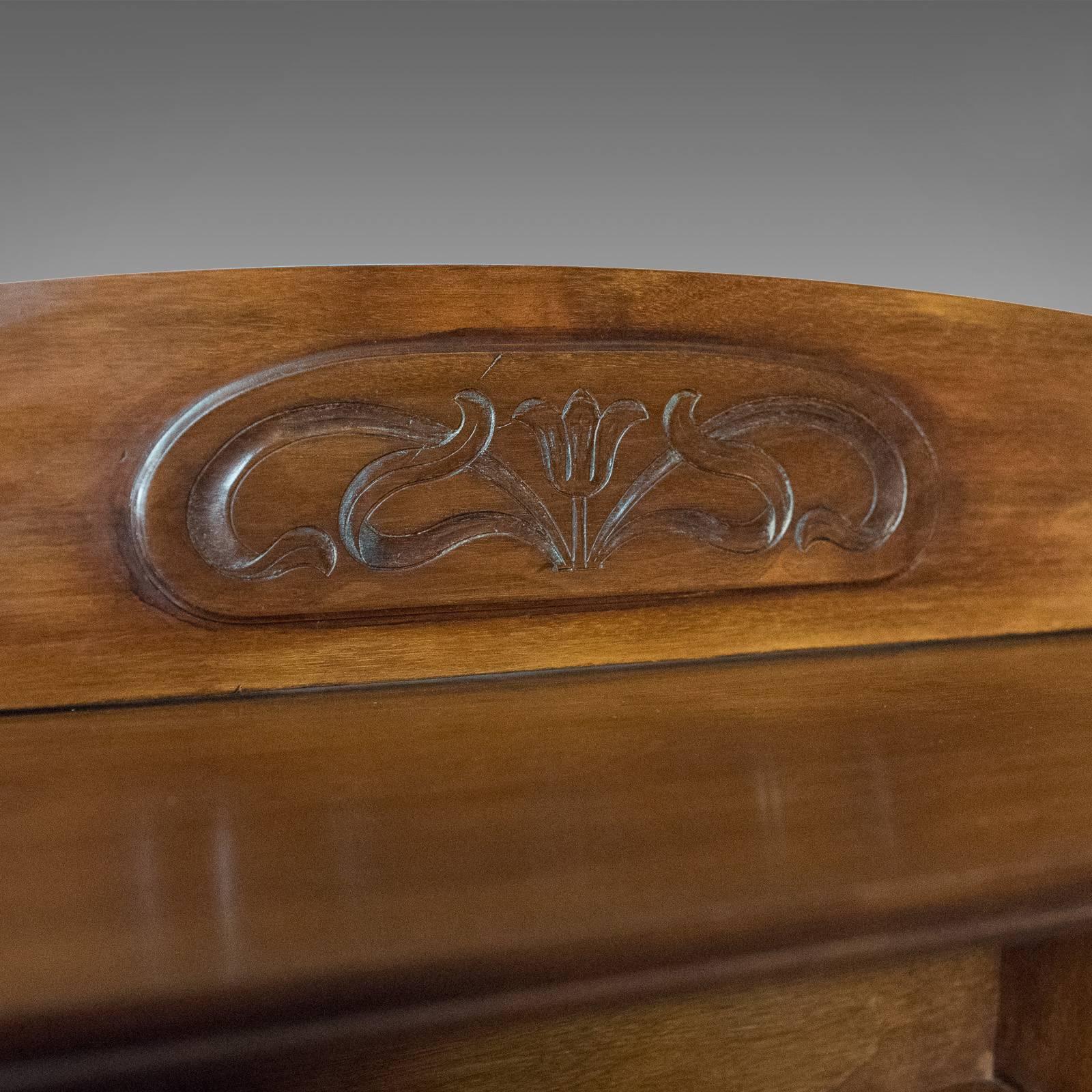 Antique Art Nouveau Desk, English, Victorian, Walnut Cabinet Liberty-Esque 2