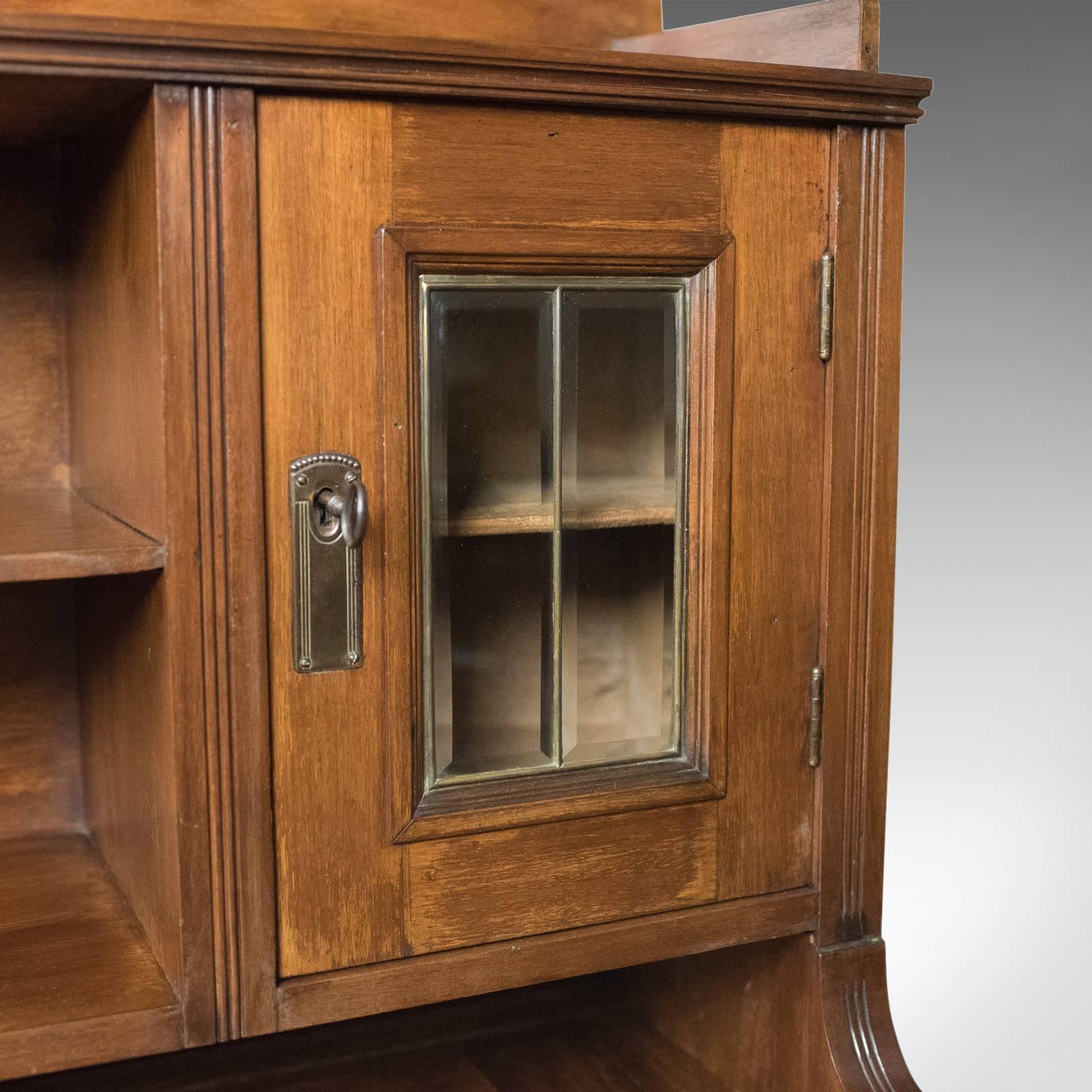 Antique Art Nouveau Desk, English, Victorian, Walnut Cabinet Liberty-Esque 4