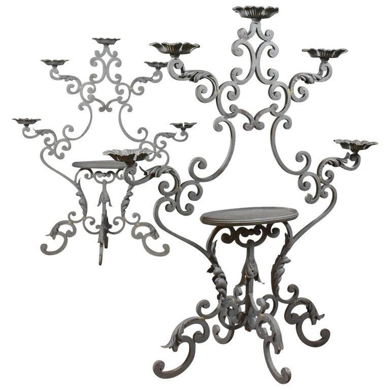 Pair of Large Florist Plant Stands, Church Candleholder, Late 20th