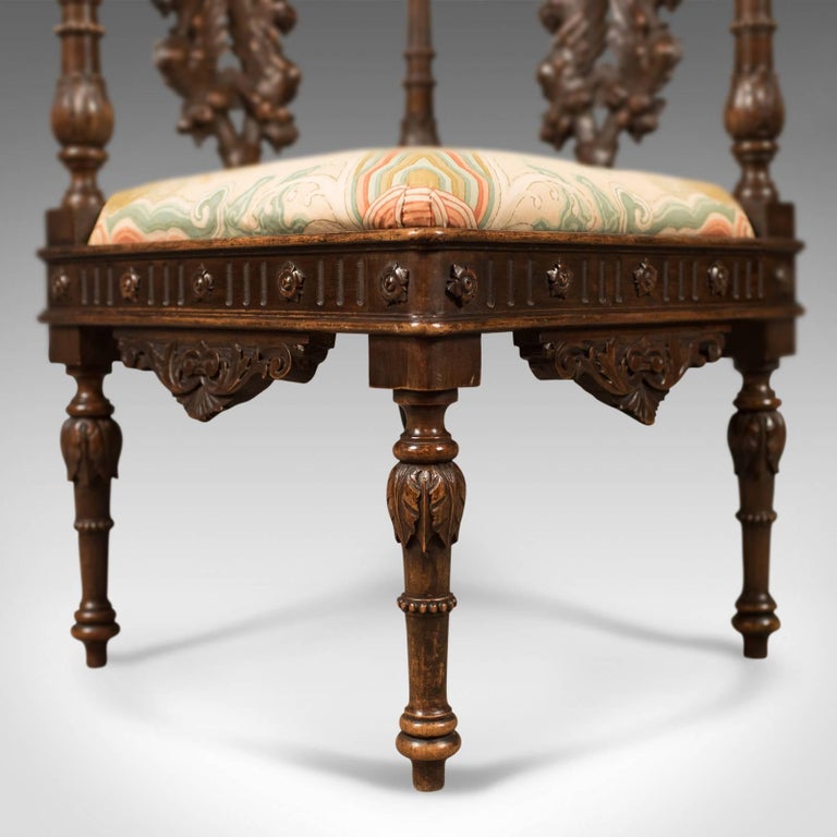 Antique Corner Armchair, Carved Victorian Chair, Circa 1870 For Sale Antique Corner Armchair, Carved Victorian Chair, circa 1870 For Sale 2 - Antique Corner Armchair, Carved Victorian Chair, Circa 1870 For Sale