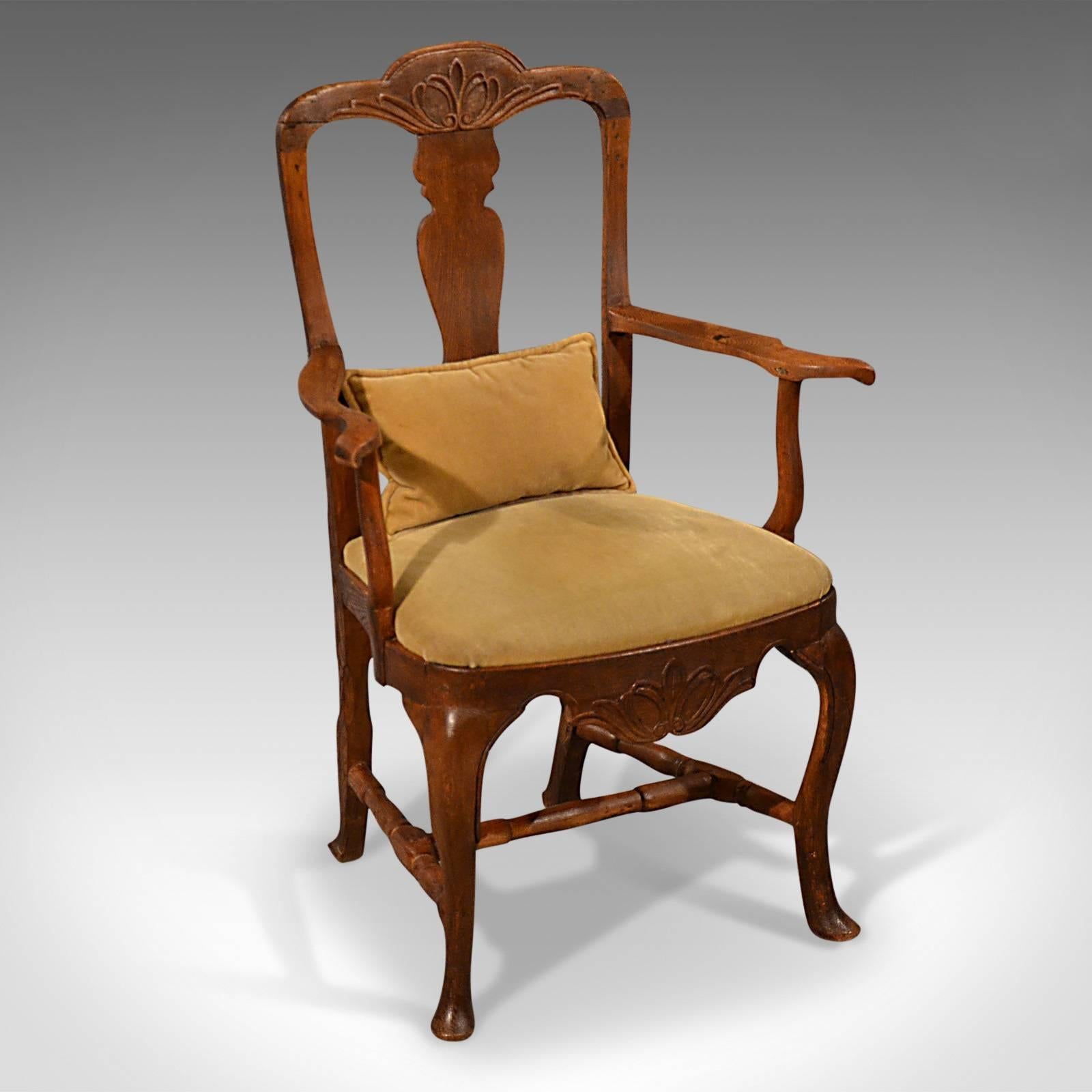 Antique Elbow Chair Large Oak Ash Elm, Study Desk, Georgian Armchair, circa 1800 (19. Jahrhundert)