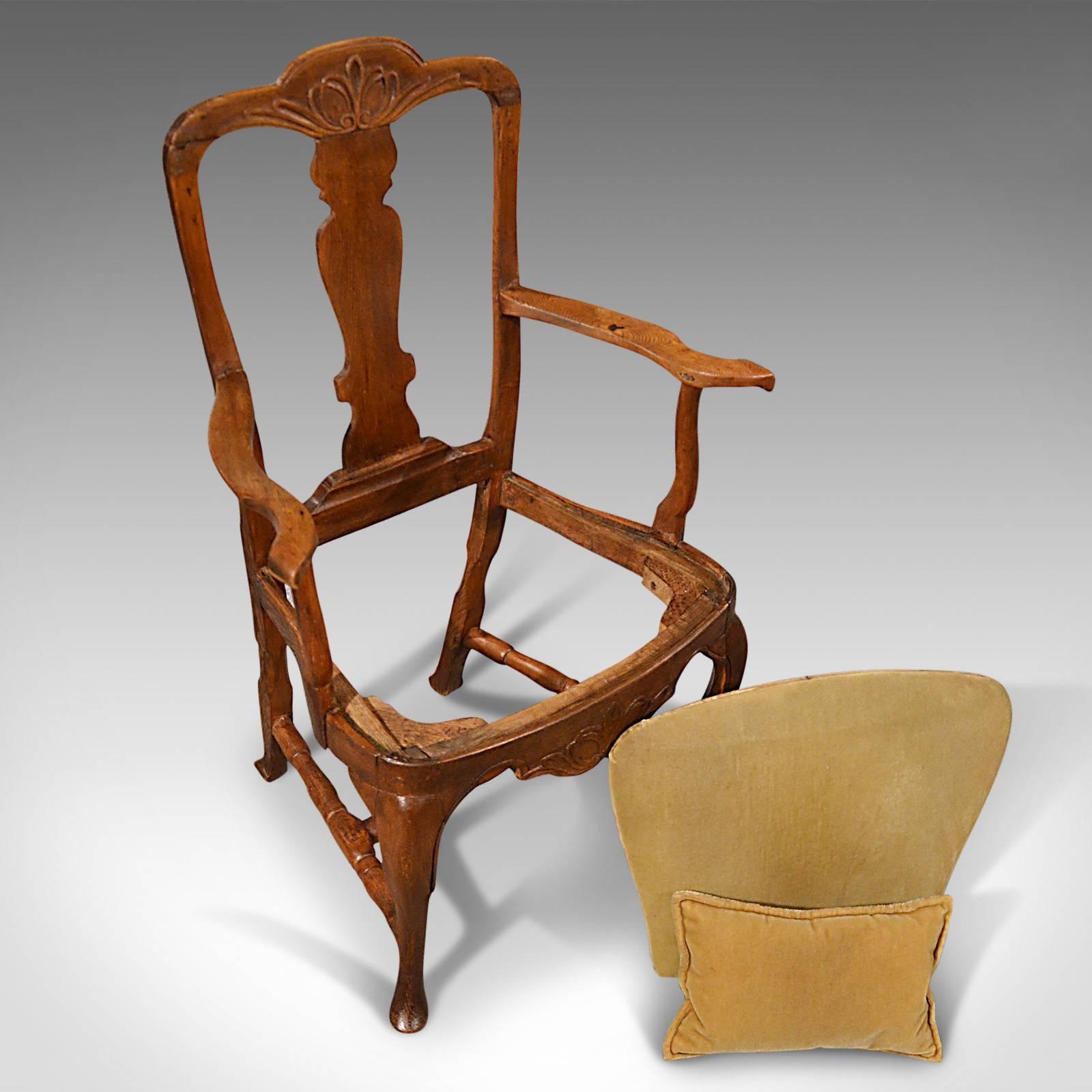 Antique Elbow Chair Large Oak Ash Elm, Study Desk, Georgian Armchair, circa 1800 2