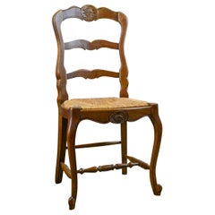 Set of Six Antique Kitchen Chairs, French Country Dining, circa 1910