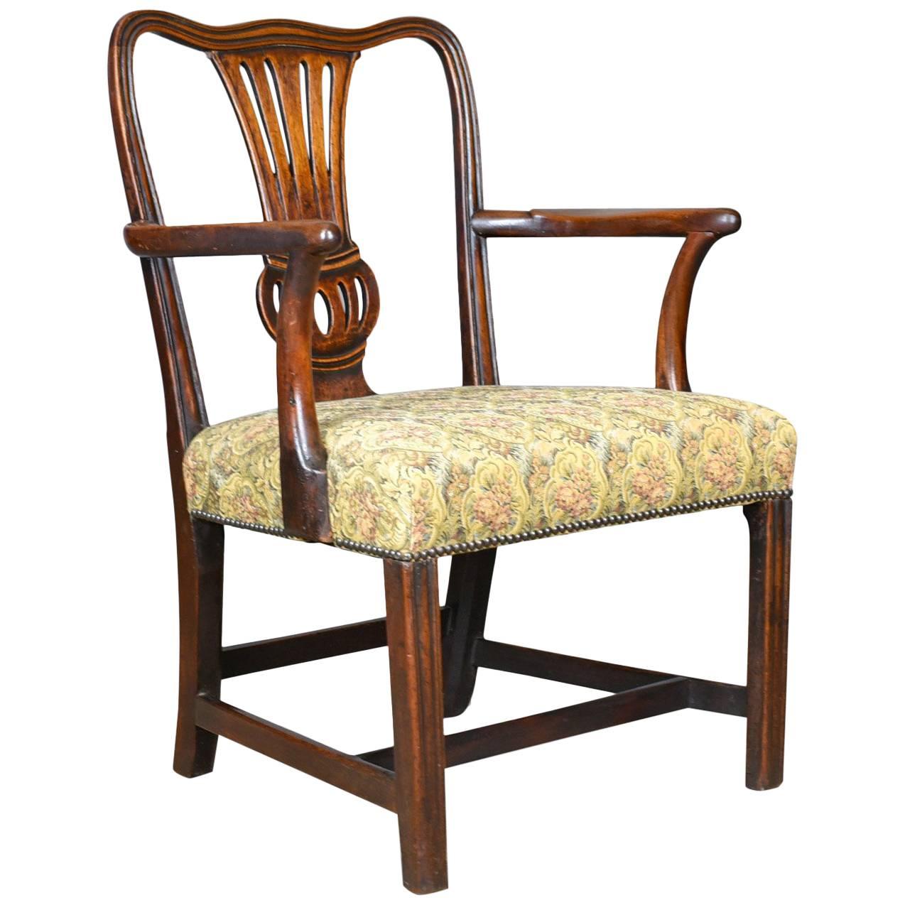 Antique Elbow Chair, English, Georgian, Mahogany, Open Armchair, circa 1780