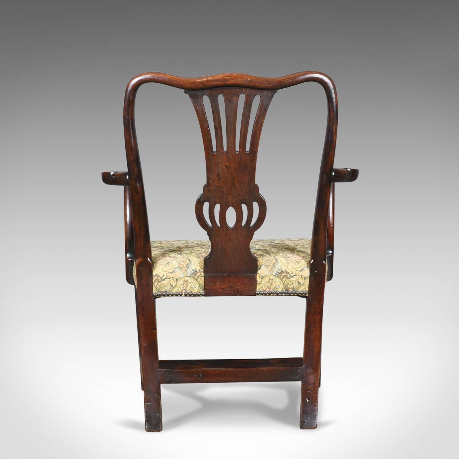 18th Century Antique Elbow Chair, English, Georgian, Mahogany, Open Armchair, circa 1780