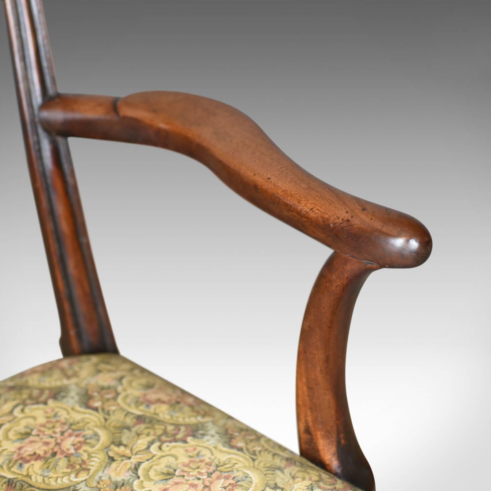 Antique Elbow Chair, English, Georgian, Mahogany, Open Armchair, circa 1780 1