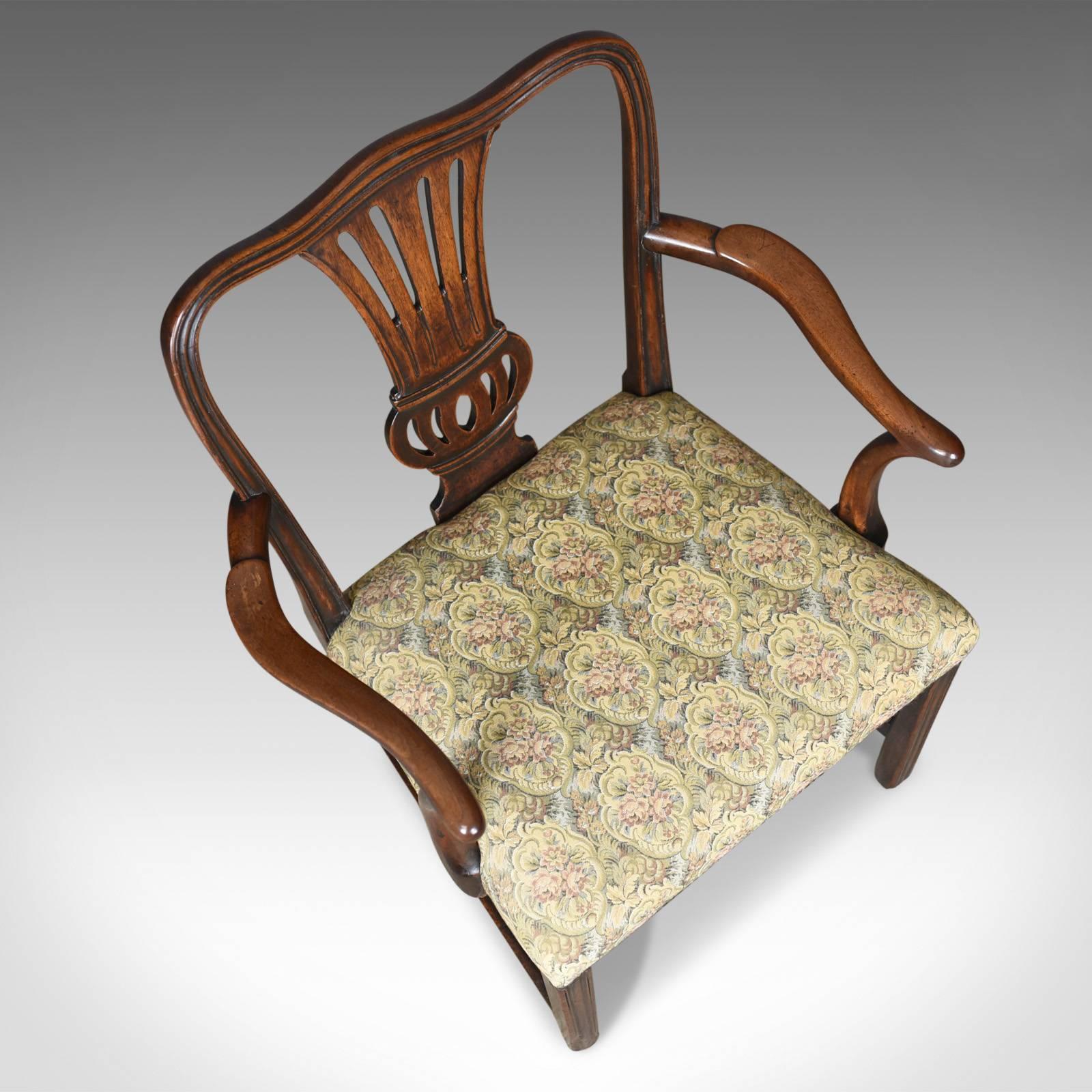 Antique Elbow Chair, English, Georgian, Mahogany, Open Armchair, circa 1780 2