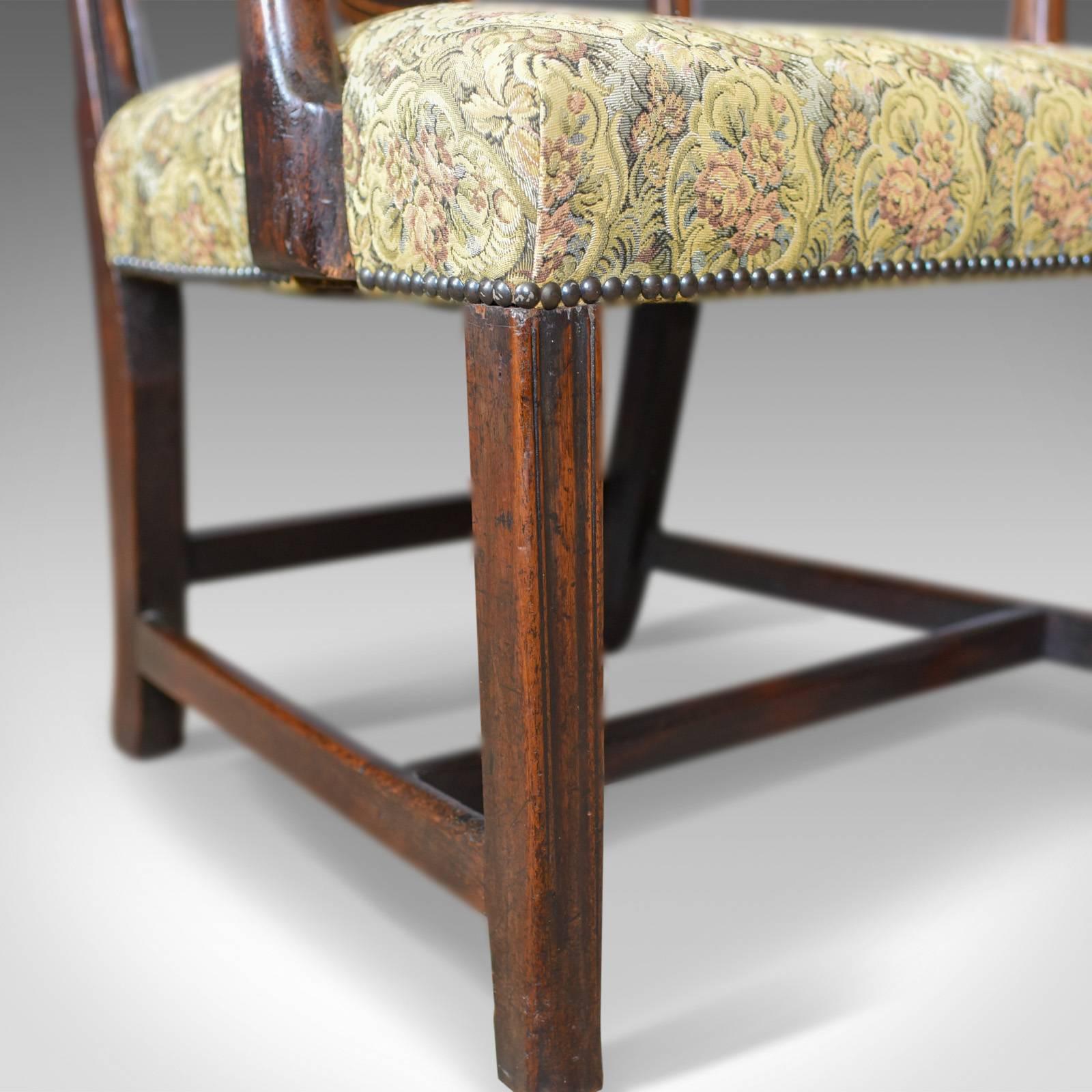 Antique Elbow Chair, English, Georgian, Mahogany, Open Armchair, circa 1780 3