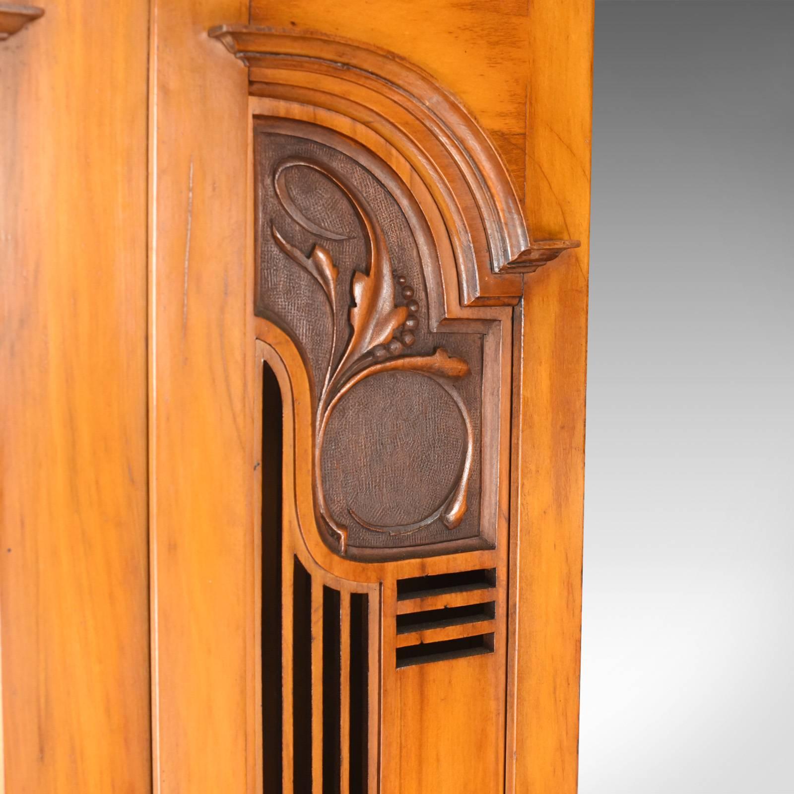 20th Century Antique Single Wardrobe, Satinwood, English, Compactum, Art Nouveau, circa 1920