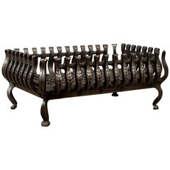 Mid-Sized Vintage Fire Basket, Fireplace Grate, Iron, Late 20th Century