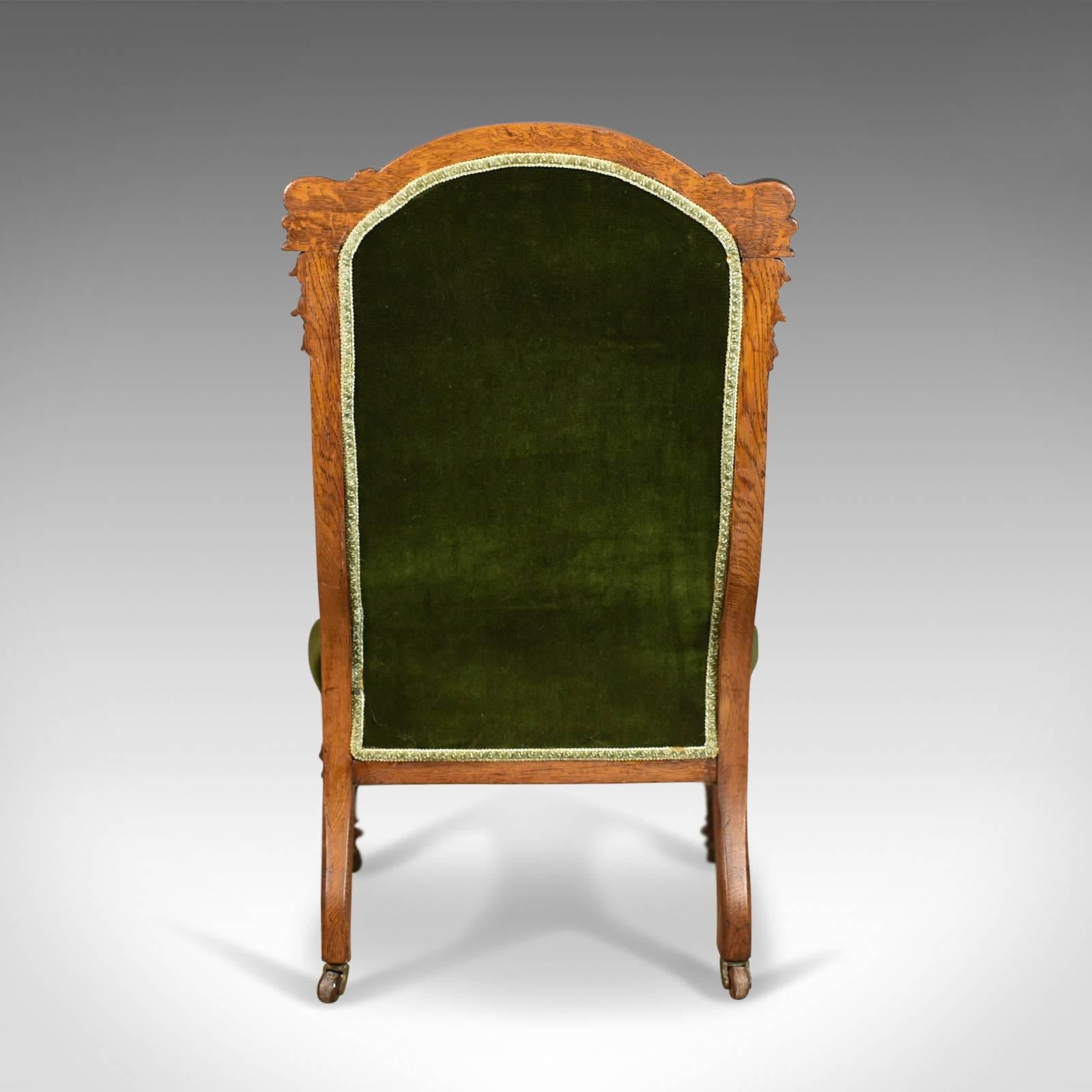 Antique Chair, Scottish, Oak, Button Back, Nursing, Salon, Victorian, circa 1850 In Good Condition In Hele, Devon, GB