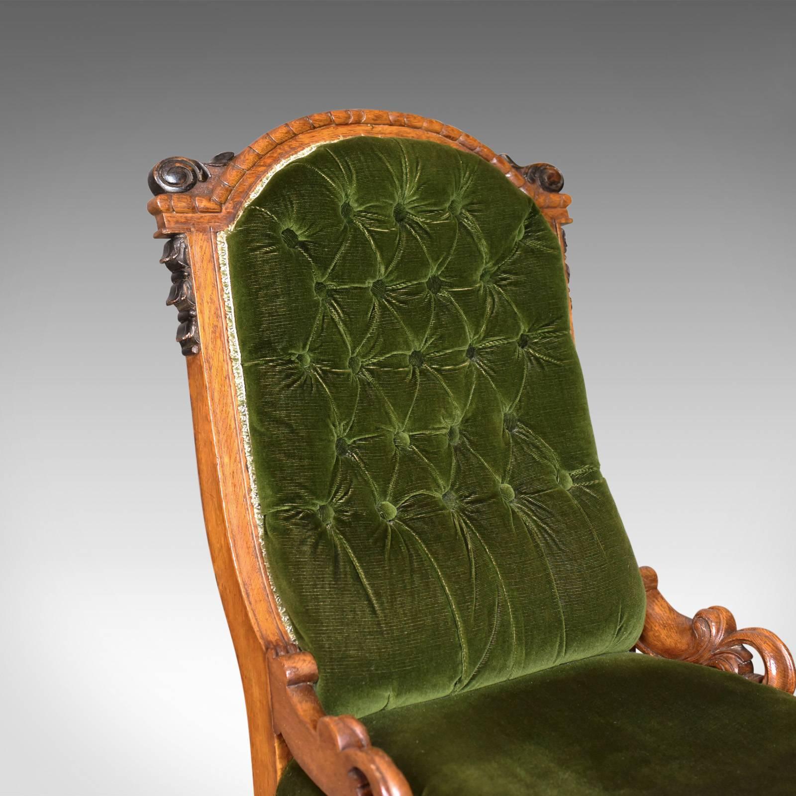 Antique Chair, Scottish, Oak, Button Back, Nursing, Salon, Victorian, circa 1850 1