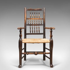 Antique Elbow Chair, Victorian Lancashire Spindle Back Dining, circa 1870
