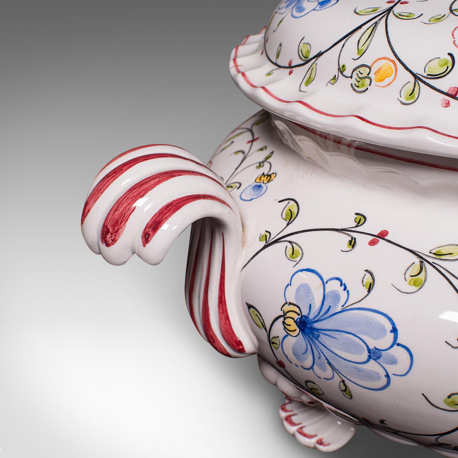 Vintage Soup Tureen Service, Portuguese, Ceramic Serving Set, Table Centrepiece For Sale 2