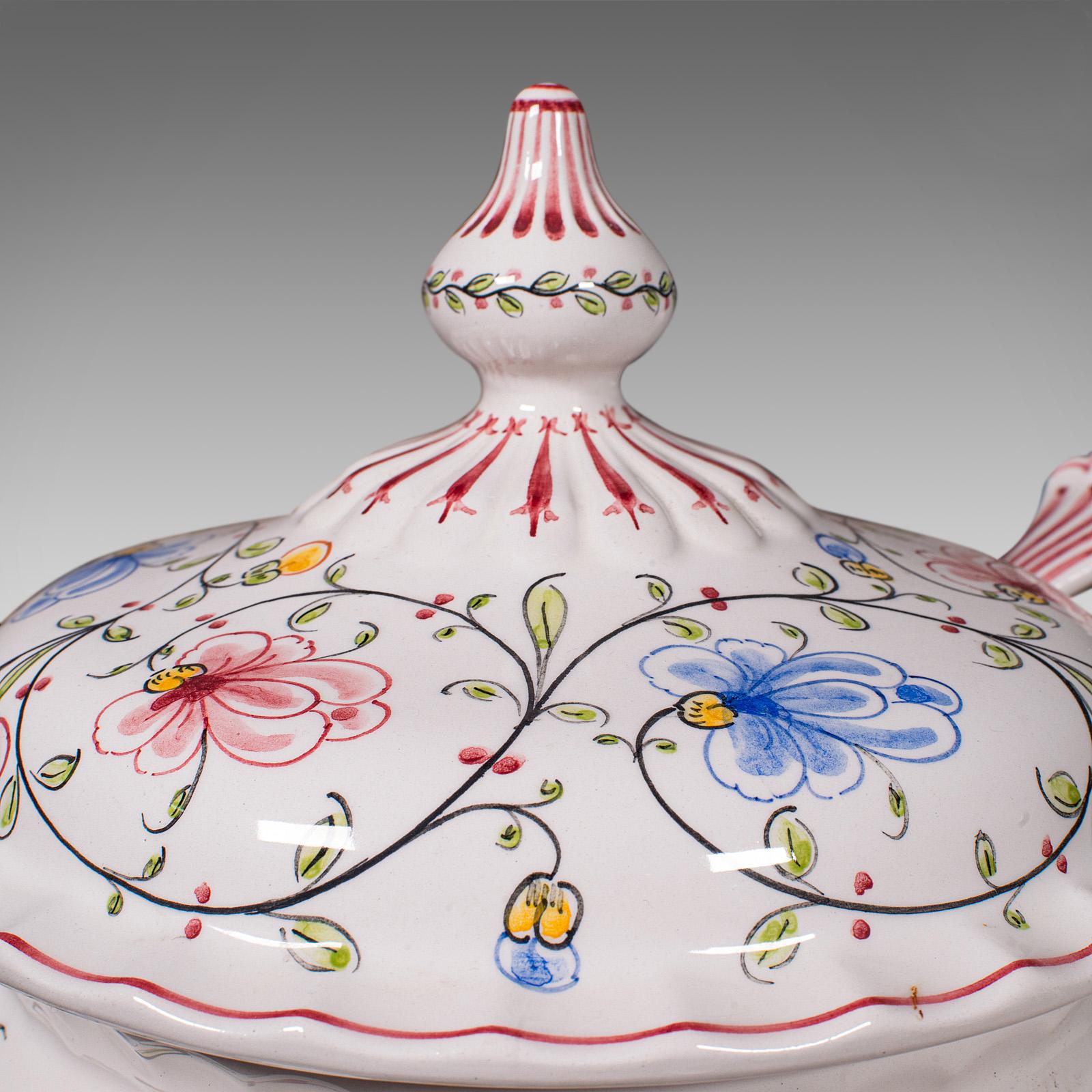Vintage Soup Tureen Service, Portuguese, Ceramic Serving Set, Table Centrepiece For Sale 1