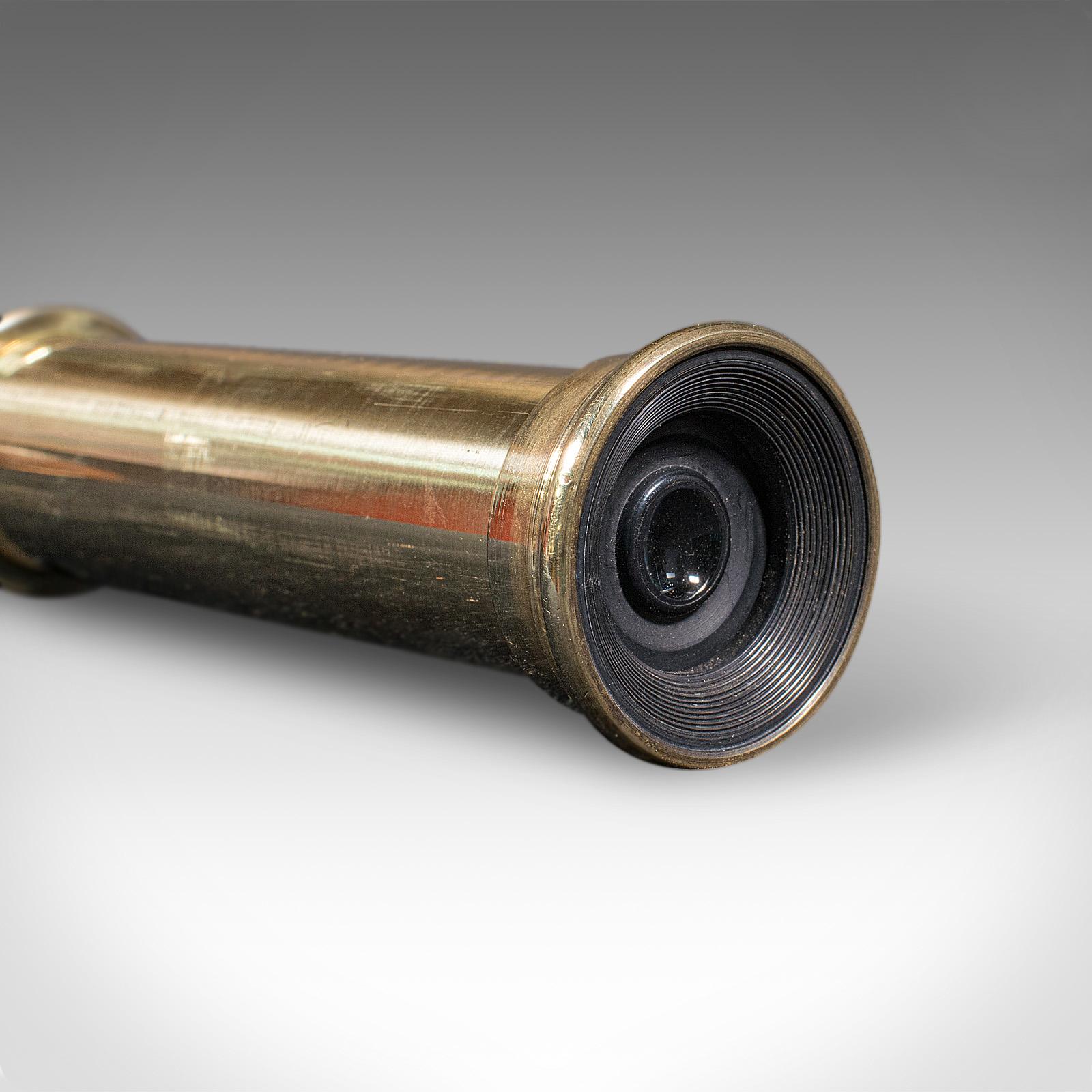 Brass Vintage 3-Draw Telescope, English, Navigation, Astrological, Broadhurst Clarkson For Sale