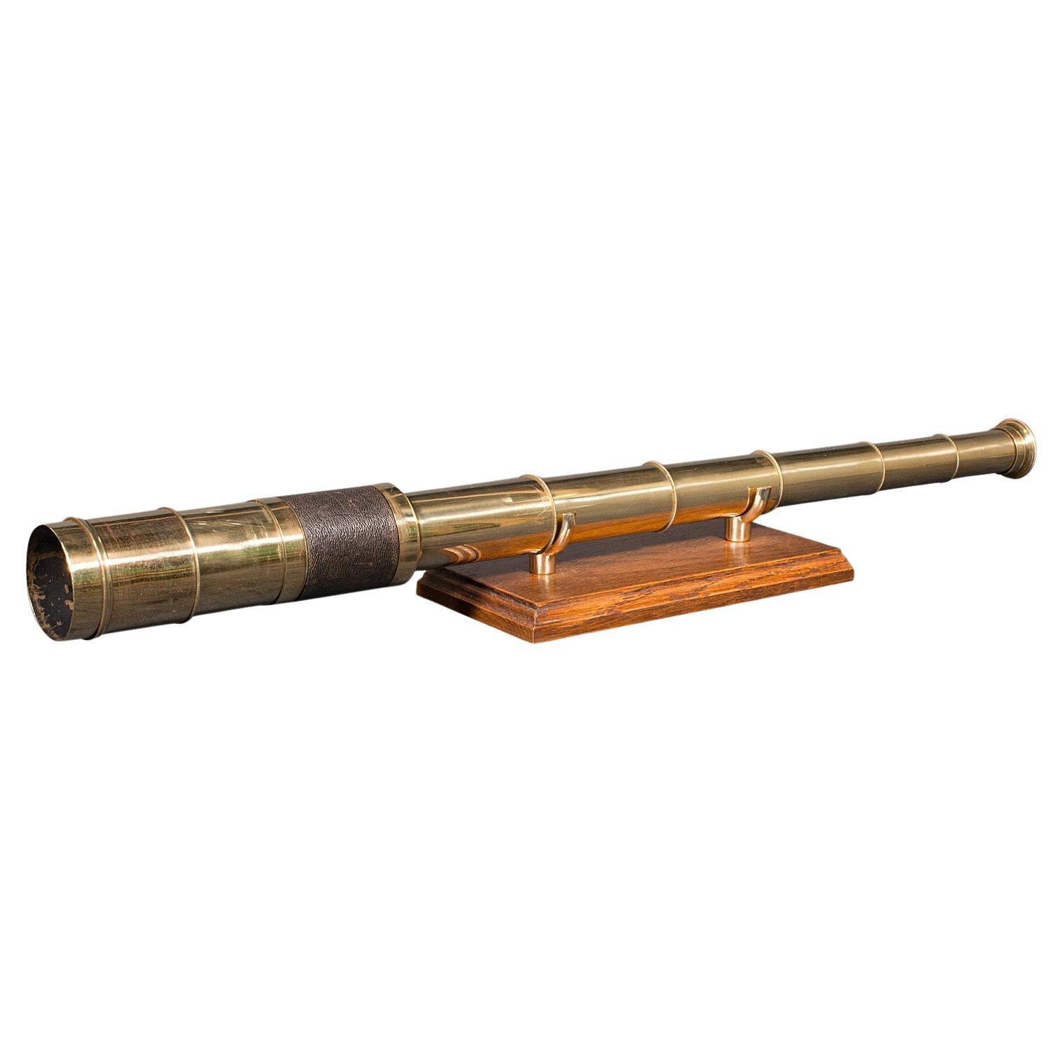Telescopio Antiguo, Inglés, 6 Dibujos, Latón, Cuero, Terrestre, Victoriano, 1860
