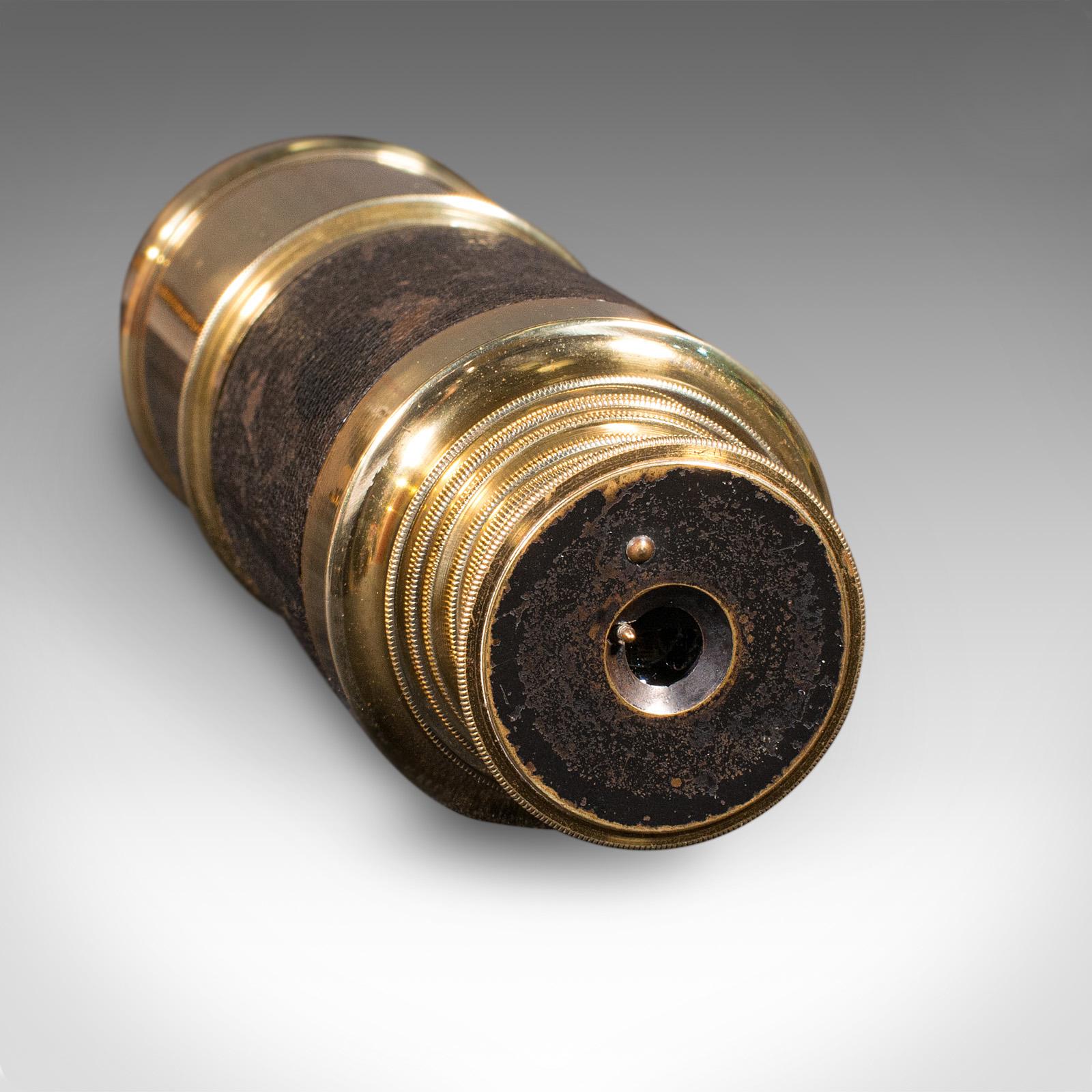 Télescope ancien, anglais, à 6 tiroirs, en laiton, en cuir, terrestre, victorien, 1860 en vente 1