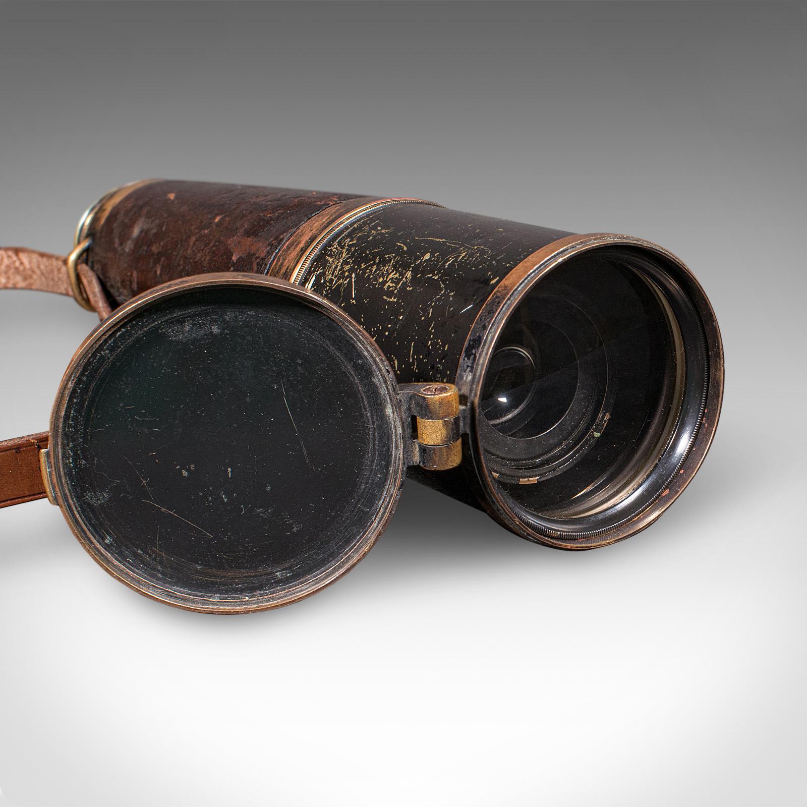 Laiton Grand télescope antique à 3 tiroirs, irlandais, en laiton, en cuir, terrestre, édouardien en vente