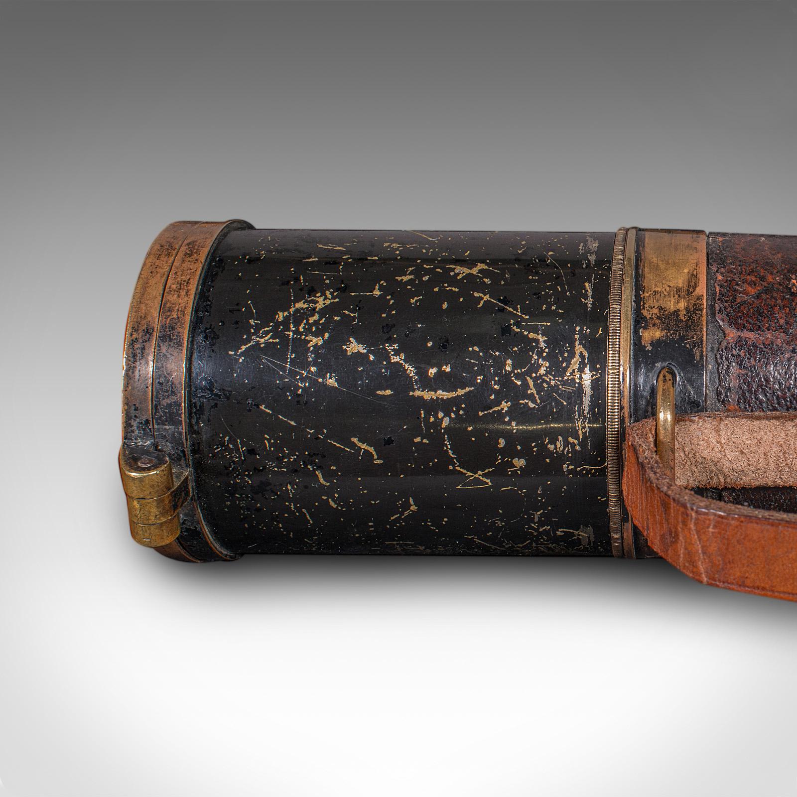 Grand télescope antique à 3 tiroirs, irlandais, en laiton, en cuir, terrestre, édouardien en vente 2