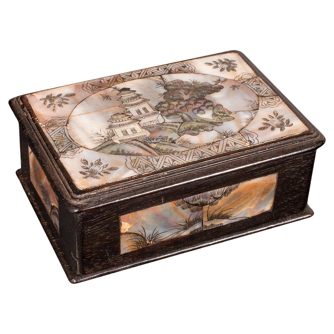 Small Antique Keepsake Box, Oriental, Decorative Case, Qing Dynasty, Edwardian For Sale