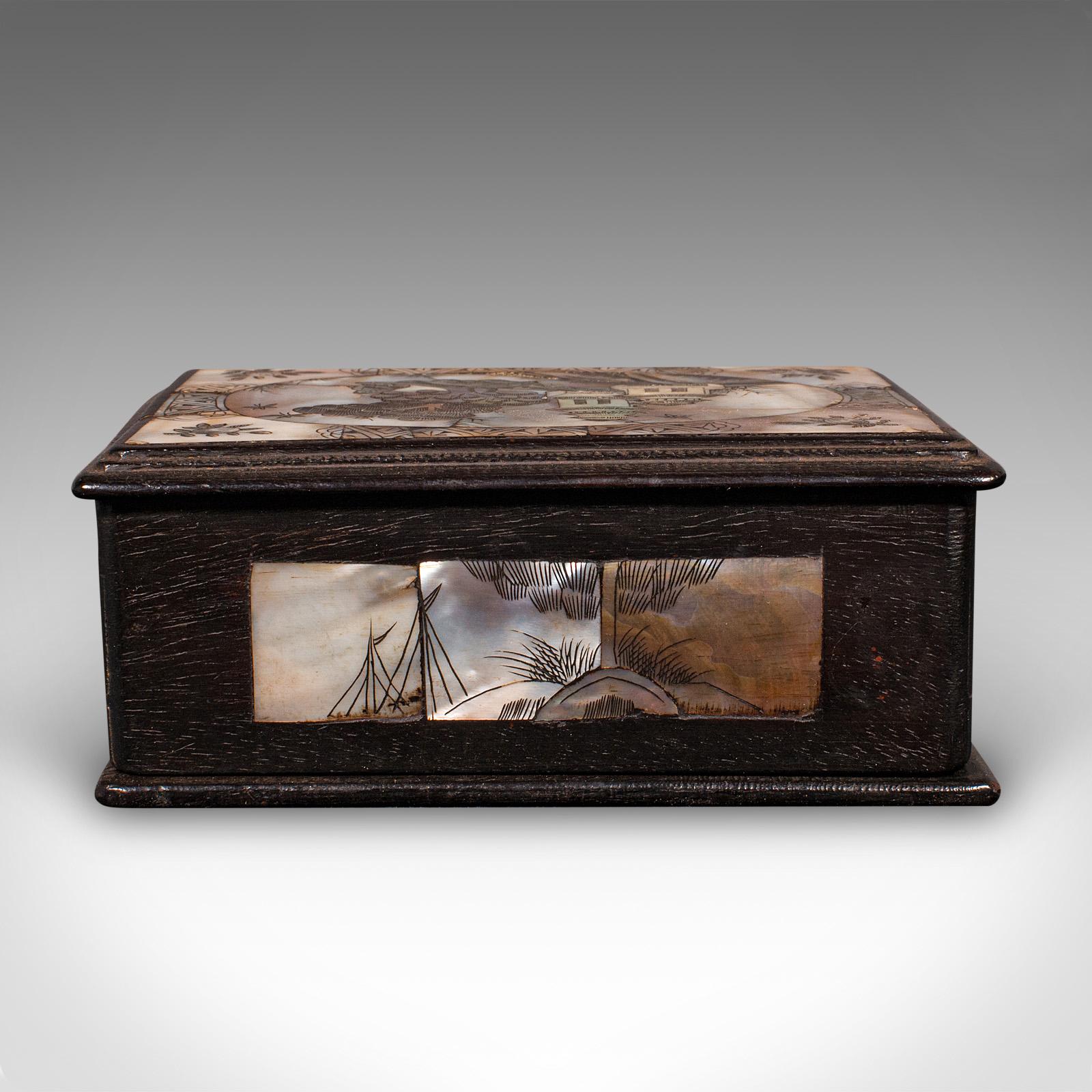 20th Century Small Antique Keepsake Box, Oriental, Decorative Case, Qing Dynasty, Edwardian For Sale