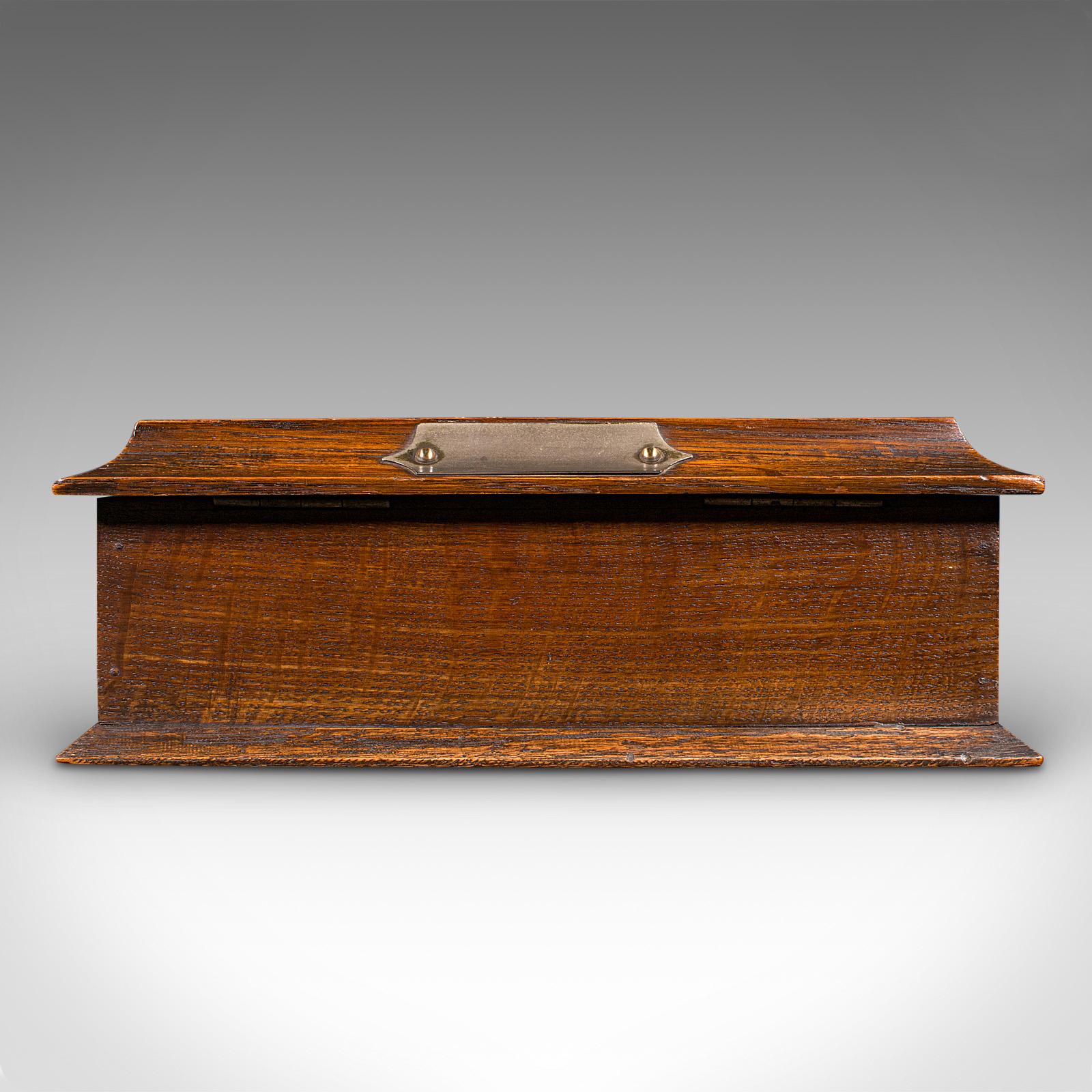 20th Century Antique Cigar Case, English, Oak, Cedar, Desktop Humidor, Edwardian, Circa 1910 For Sale