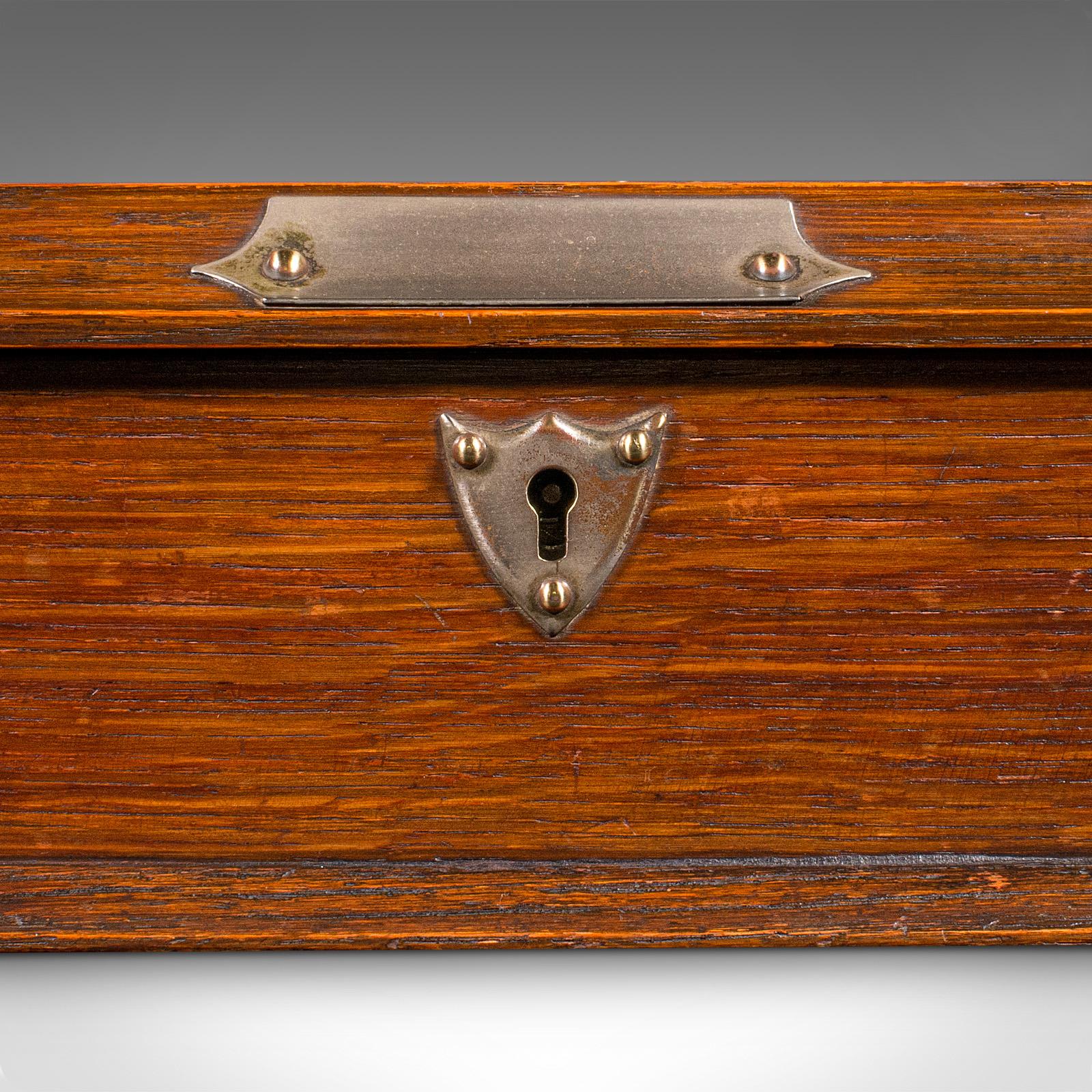 Antique Cigar Case, English, Oak, Cedar, Desktop Humidor, Edwardian, Circa 1910 For Sale 6
