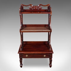 Vintage Waterfall Bookcase, English, Whatnot, Book Shelf Stand, Regency Revival