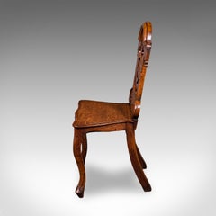 Antique Reception Hall Chair, Scottish, Oak, Side, Occasional Seat, Victorian