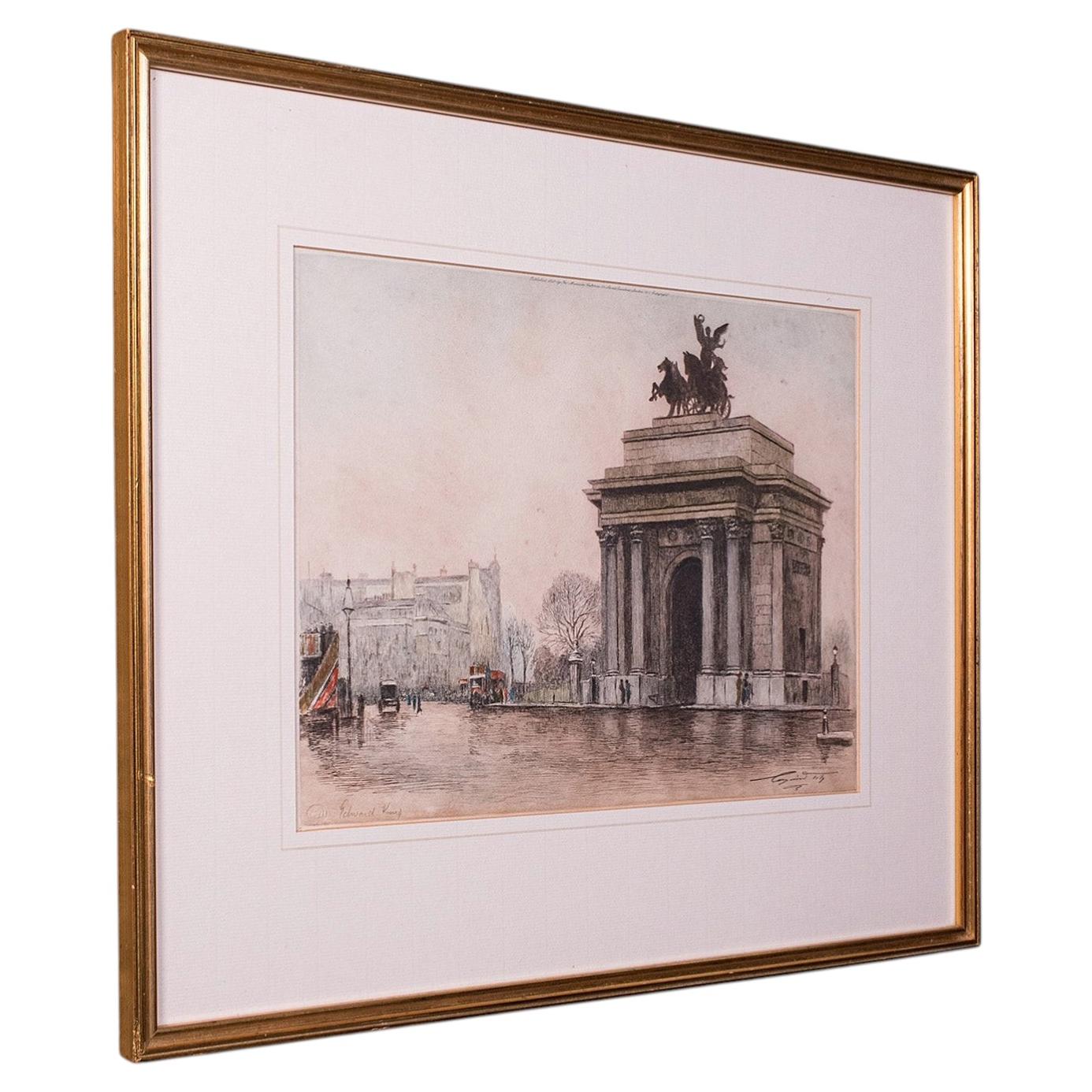 Cuadro antiguo enmarcado de Londres, Constitution Hill, inglés, reproducción artística, hacia 1925