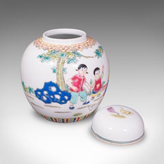 Pot à gingembre décoratif vintage, de style oriental, pot à épices en céramique avec couvercle, finition « wucai »